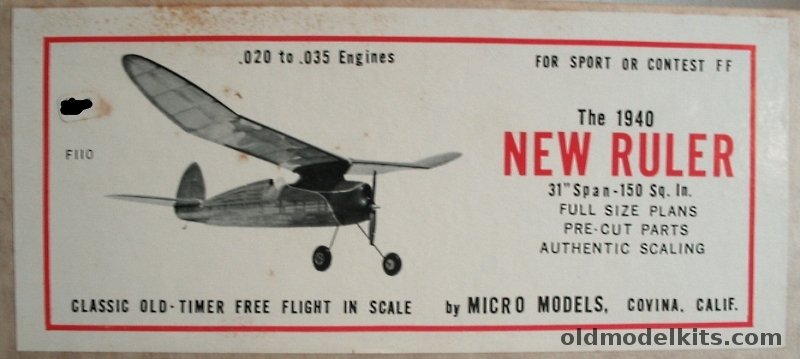 Micro Models The 1940 New Ruler (Reproduction) - 31 inch Wingspan Free